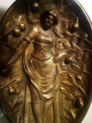 Vintage Heavy Metal Ashtray/soap Dish Victorian Lady Surprise Buttocks On Back