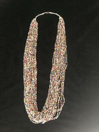 Vintage Native American Multi Strand Seed Bead Necklace 30 Strand Multi Color 2