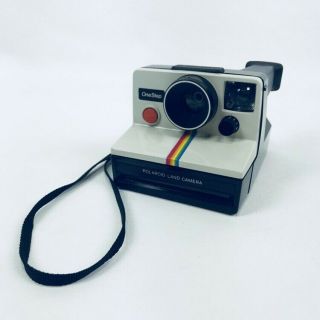 Vintage Polaroid Onestep White Rainbow Stripe Sx70 Instant Film Land Camera