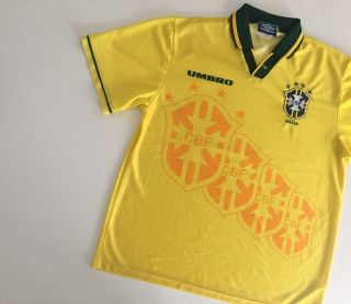 Brazil 1994/97 Home Football Shirt L Soccer Jersey Vintage Brasil Umbro Maglia