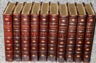 Memoirs Of The Life Of Sir Walter Scott 1839 2nd Edition 10 Leatherbound Volumes