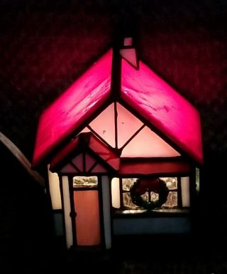 Vintage Crystal Village Illuminated Stained Glass Collectables House1994