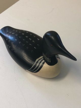 Vtg 1984 Jim Harkness Carved Wood Common Loon Duck Decoy Stayner Ontario Canada
