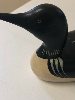 VTG 1984 Jim Harkness Carved Wood Common Loon Duck Decoy Stayner Ontario Canada 4