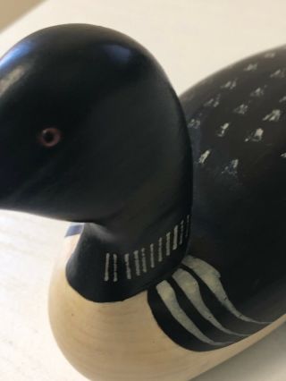 VTG 1984 Jim Harkness Carved Wood Common Loon Duck Decoy Stayner Ontario Canada 7