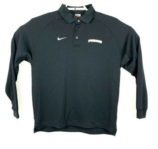 Nike Purdue Boilermakers Sz M Black Long Sleeve Polyester Golf Polo Nike Fit Vtg