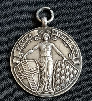 Vintage Motor Cycling Club Sterling Silver Fob Medal London To Lands End 1926