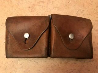 Swiss Army Military Belt 2 Compartment Leather Ammo Cartridge Pouch Vintage 1935
