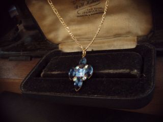 Vintage Jewellery Montana Blue & Sapphire Crystal Rhinestone Pendant Necklace