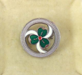 Vintage Girl Guides Shamrock Clover Thanks Pin Badge Brooch 4