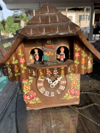 Vtg Edelweiss West Germany Black Forest Swiss Musical Chalet Cuckoo Clock Parts