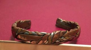 Vintage Sergio Lub Solid Copper & Silver Twisted Bracelet Large 7” - 8” Calif.