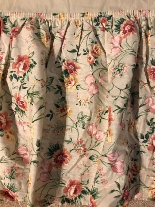 Vintage Croscill Garden Floral Twin Bed Skirt Ivory Split Corners Pleats Ruffled