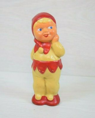 Vintage Collectible Rubber Toy Red Riding Hood Doll Figurine Czechoslovakia 1950