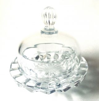Vintage Mikasa Salina Lead Crystal Round Covered Butter Condiment Dish Qq231 360