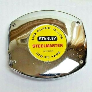 Vtg Stanley My100a Tape Measure 100ft Life Guard Yellow Steelmaster Usa 519drgb5
