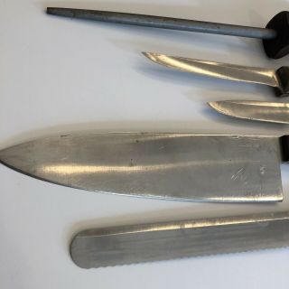 4 Vintage Chicago Cutlery Knife Set Wood Handle BT7 42S 107S 62S Plus Sharpener 4