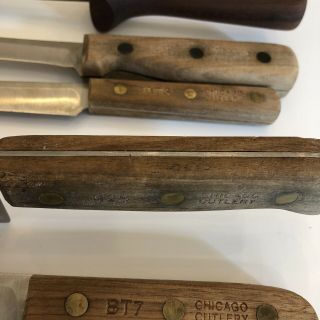 4 Vintage Chicago Cutlery Knife Set Wood Handle BT7 42S 107S 62S Plus Sharpener 5