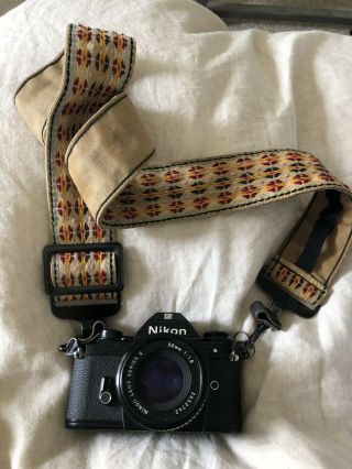 Vintage Nikon Em Black 35mm Film Camera W/ Lens & Strap