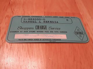 Vintage Shoppers Charge Service Card Merchant Credit Card Department Store Blue