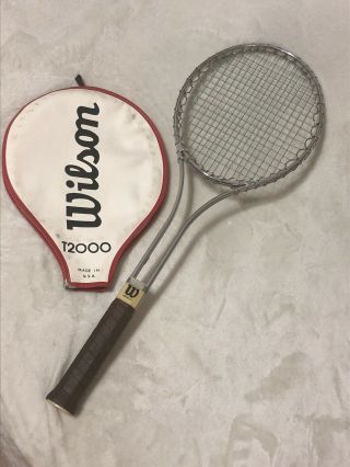 Vintage Wilson T2000 Jimmy Connors Steel Tennis Racket W/ Case