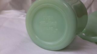 PAIR Vintage Fire - King Green Jadeite Ovenware D - Handle Glass Mug USA 14 6