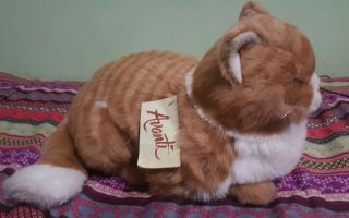 Vintage 1985 Applause Avanti 15” Plush Fat Sleeping Tabby Cat