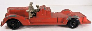 1940s Vintage Hubley Kiddie Toy Die Cast Fire Truck With Fireman Driver