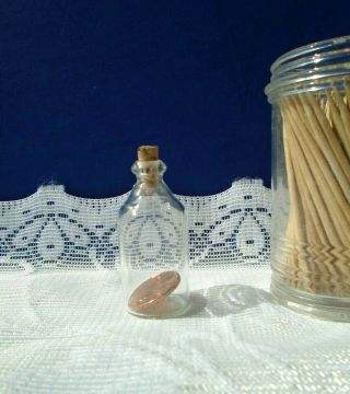 Vintage Coin 1990 Lincoln Penny In A Bottle 2” Hand Blown Glass W Cork Stopper