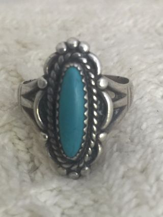 Vintage Sterling Silver Turquoise Southwest Tribal Ring Size 6 4.  8g