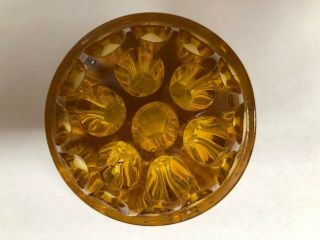 Vintage Amber Glass Flower Frog Czechoslov 19 Holes 4 " Dia 2.  5 " High