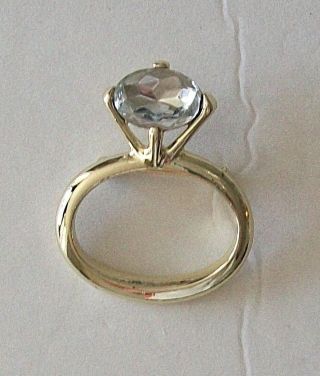Vintage Faux Diamond Engagement Ring,  Lucite Gold Tone,  Wedding Pin Brooch