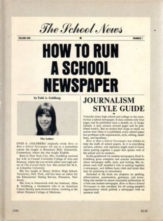 Journalism How To Run A School Newspaper 1970 Style Guide Enid Goldberg