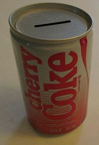 Vintage 1980s Cherry Coke Soda Can Coin Bank Coca Cola Pop Collectible Retro 80s