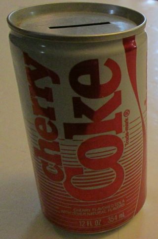 Vintage 1980s Cherry Coke Soda Can Coin Bank Coca Cola Pop Collectible Retro 80s 2