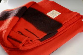 Vintage Hudson Bay Point Blanket Red Black 4 - Point Double Size Canada Imperfect