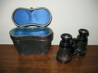 Vintage Leather Superior Binoculars,  Opera Glasses With Case