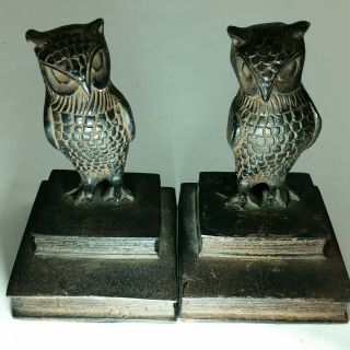 Vintage Owl Metal Bookends Bronze Finish Made In India