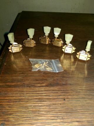 Gibson Deluxe Vintage Green Tulip Tuners Tuning Pegs Gold W/ Hw