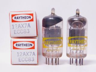 Raytheon 12ax7a Ecc83 Matched Vintage Tube Pair Gray Plates Nos (test 109)