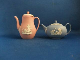 Vintage Wedgwood Jasperware Miniature Teapot And Coffee Pot " Dolls House Size
