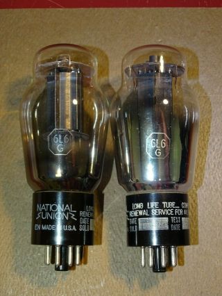 Pair,  National Union 6L6G Radio/Audio Amplifier Tubes,  Strong on Amplitrex 5