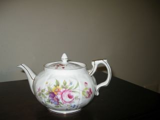 Vintage Aynsley Bone China Teapot Floral Design Gold Trim England
