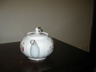 Vintage Aynsley Bone China Teapot Floral Design Gold Trim England 5