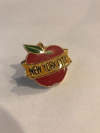 Vintage York City The Big Apple Red Gold Tone Lapel Pin