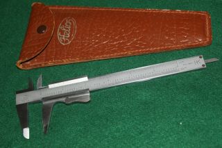 Vintage Helios 6 " Vernier.  001 Caliper Tool In Leather Pouch Germany - Gunsmith