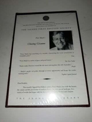 Signed First Edition Franklin Library / Chasing Cezanne Peter Mayle