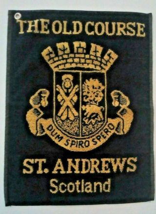 Souvenir Golf Towel - The Old Course St.  Andrews Vintage Collectible Navy & Gold