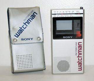 Vtg Sony 1984 Watchman Walkman Portable Tv Fd - 30a,  Case