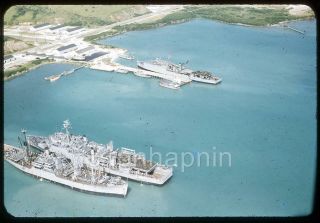 Aerial View Us Navy Ships Roosevelt Road Ceiba Puerto Rico Vtg 1950s Slide Photo